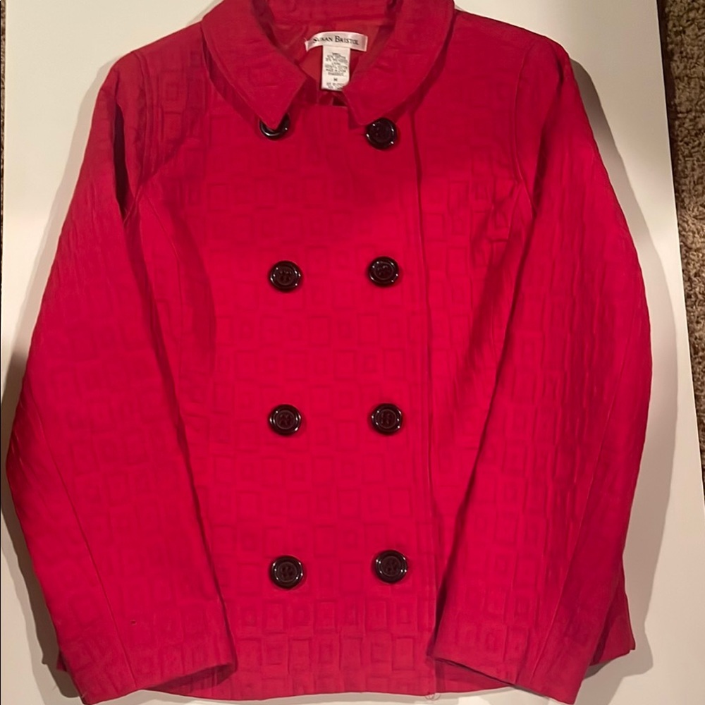 Susan Bristol Red Double-Breasted Blazer